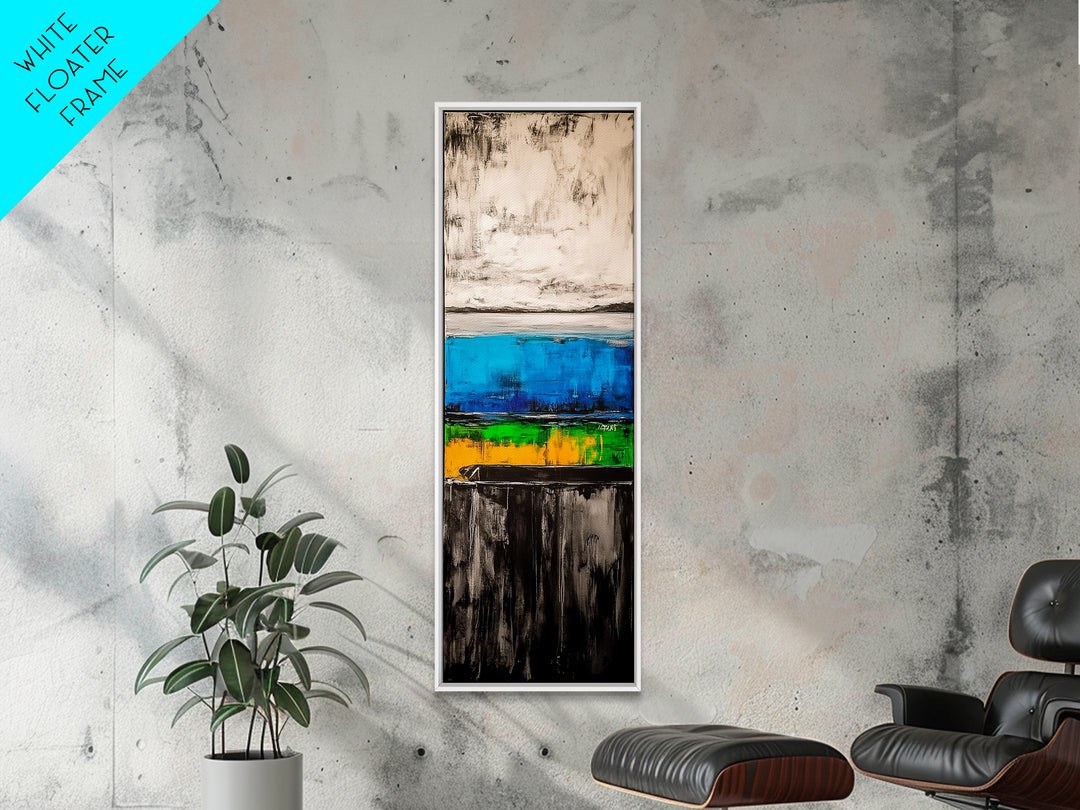 Abstract Ocean, Modern Art, Coastal Wall Decor, Blue and Yellow Painting, Framed Canvas Print, Minimalist Art, Contemporary Home Decor