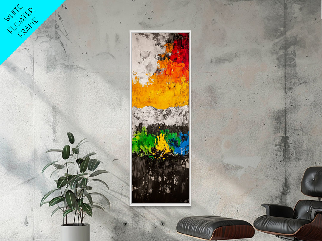 Campfire Glow, Fall Art, Rustic Nature Painting, Canvas Print, Cozy Cabin Decor, Fireplace Artwork, Warm Autumn Wall Art, Adventure Vibes