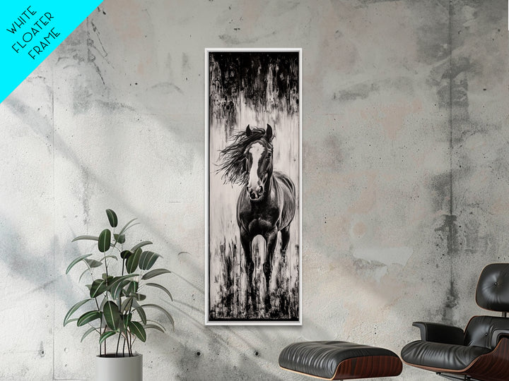 Running Horse, Black and White Art, Western Wall Art, Rustic Home Decor, Equestrian Canvas Print, Large Wall Art, Office Decor