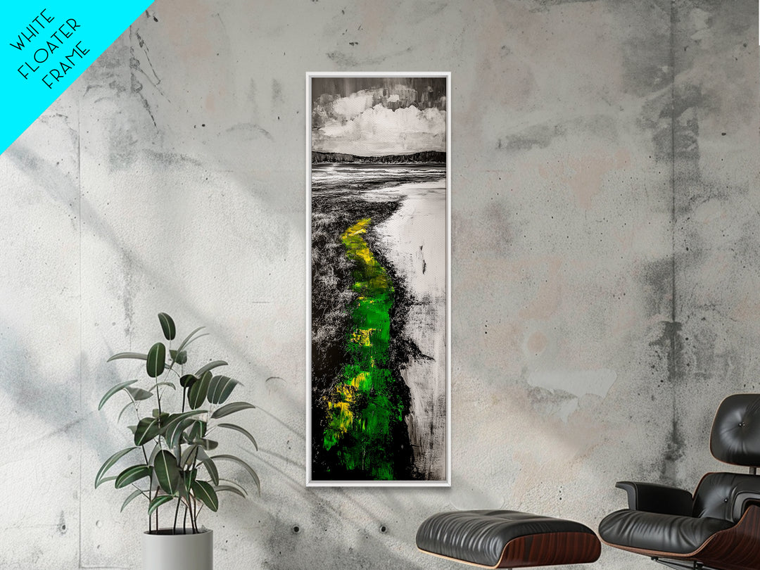 Pathway Landscape, Green and Yellow Art, Rustic Wall Art, Nature Inspired Canvas Print, Office Art, Minimalist Decor, Country Home Art