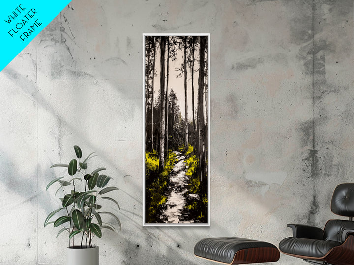 Forest Pathway, Black and White Nature Art, Autumn Trees Painting, Woodland Scene, Rustic Landscape, Living Room Wall Art, Canvas Print