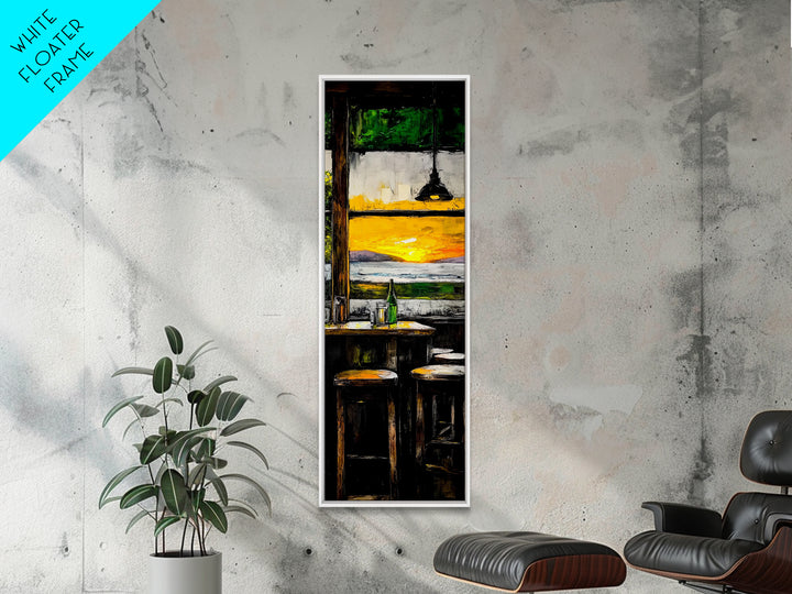 Bar Sunset, Cozy Tavern Art, Rustic Interior Painting, Canvas Print, Warm Evening Decor, Relaxed Home Vibes, Kitchen or Bar Wall Art