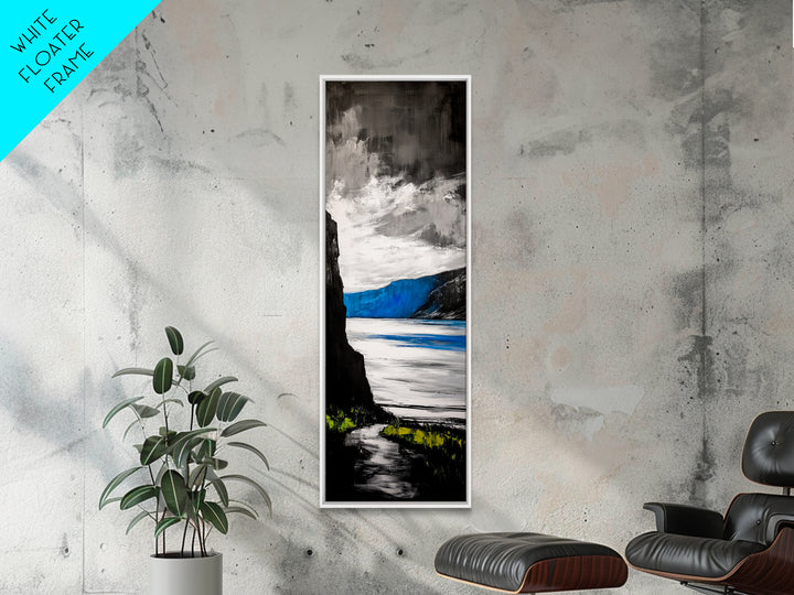 Coastal Cliffs, Ocean Landscape, Abstract Seascape, Modern Art, Canvas Print, Living Room Wall Art, Blue Gray Art, Minimalist Decor