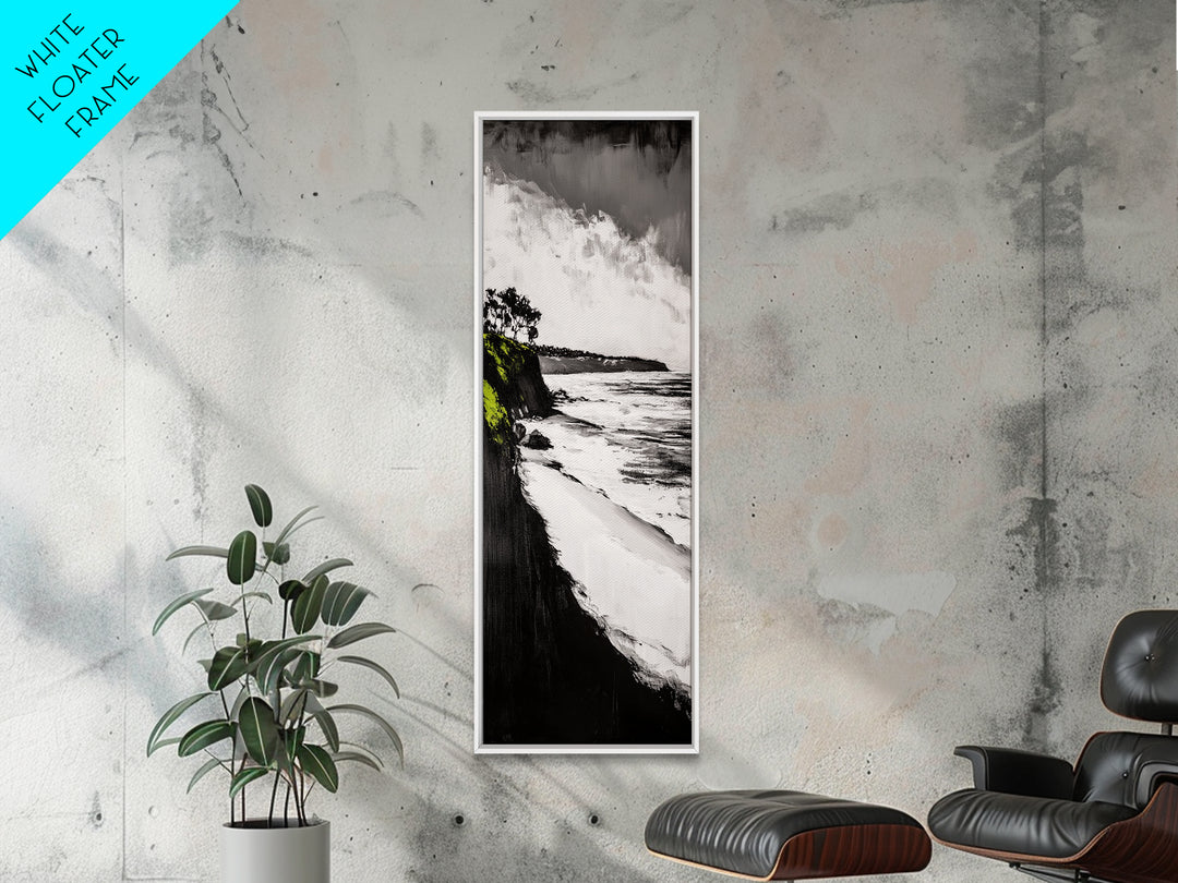 Rocky Shoreline, Ocean Waves, Abstract Seascape, Canvas Print, Nautical Wall Art, Coastal Home Decor, Modern Art, Blue White Painting