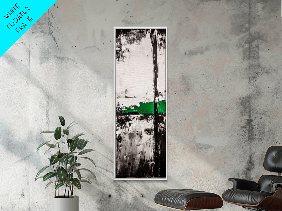 Abstract Lines, Modern Minimalist, Monochrome Art, Canvas Print, Geometric Wall Art, Black White Green, Contemporary Home Decor