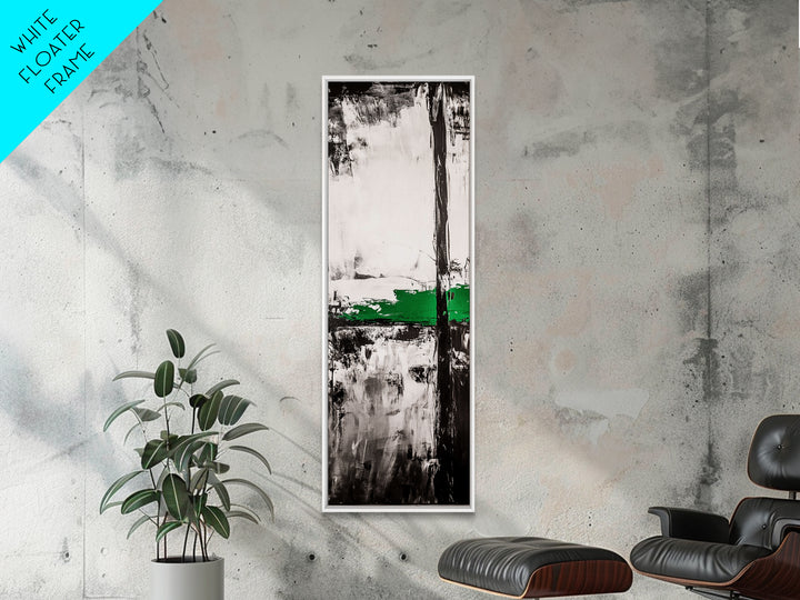 Abstract Lines, Modern Minimalist, Monochrome Art, Canvas Print, Geometric Wall Art, Black White Green, Contemporary Home Decor