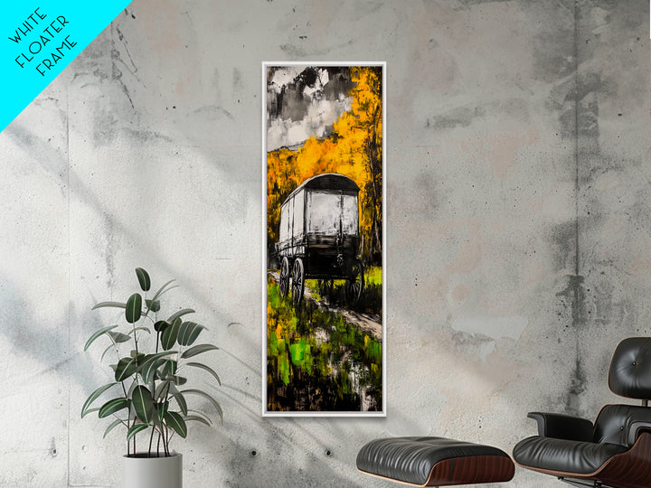 Autumn Wagon, Rustic Decor, Western Art, Framed Canvas Print, Wagon Painting, Fall Wall Art, Country Farmhouse, Living Room Wall Art