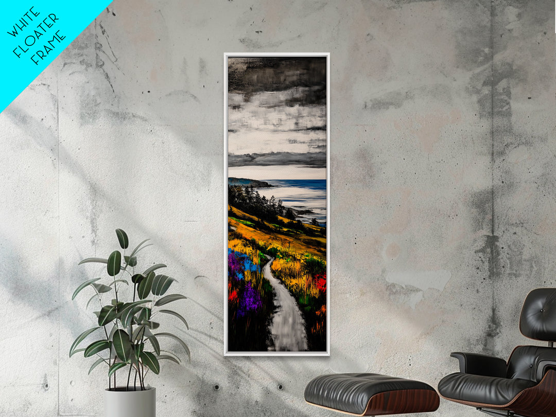 Coastal Path, Nature Landscape, Seaside Art, Framed Canvas Print, Ocean View Painting, Beach Wall Art, Blue Wall Art, Living Room Decor