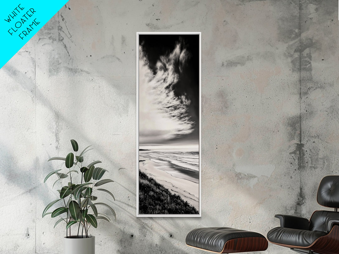 Beach Sunset, Coastal Wall Art, Seascape Painting, Ocean Waves, Framed Canvas Print, Minimalist Decor, Bedroom Wall Art, Gift Idea