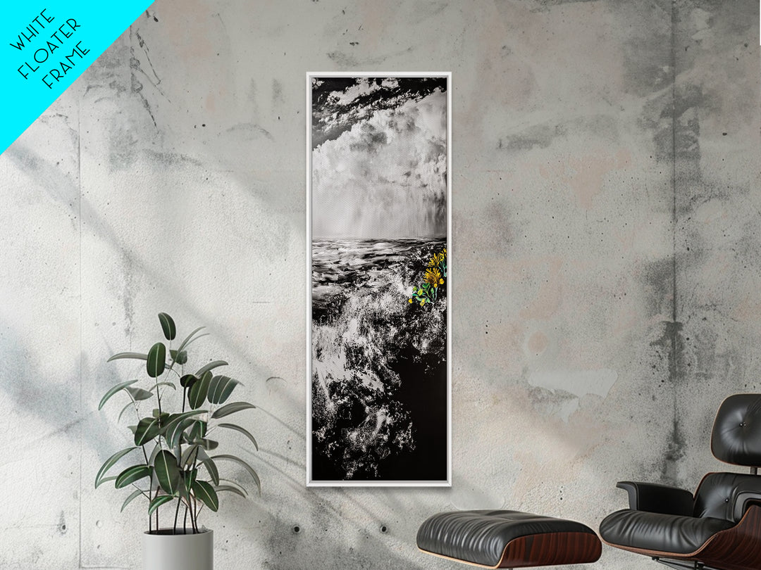 Ocean Storm, Dramatic Seascape, Black and White Art, Framed Canvas Print, Coastal Wall Decor, Moody Art, Unique Gift