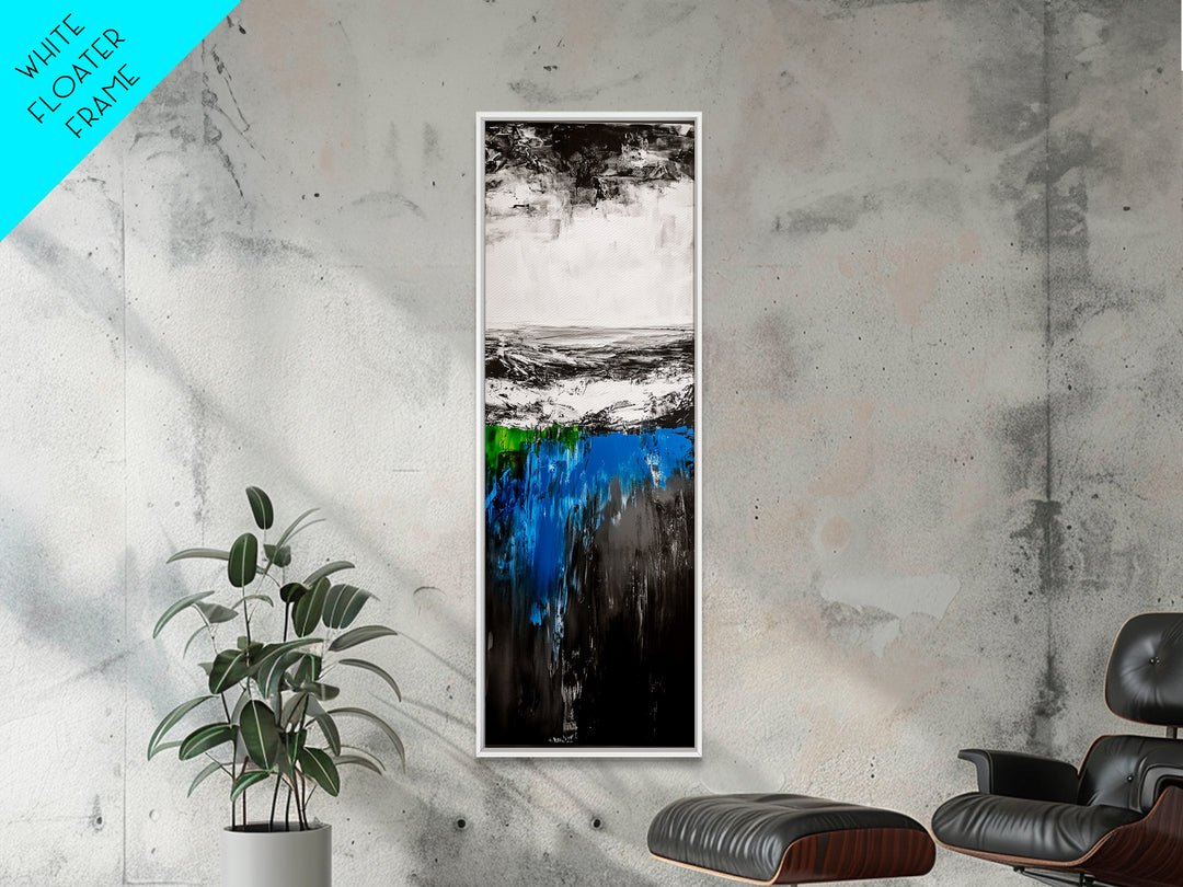 Abstract Ocean Depths, Blue Green Seascape, Modern Coastal Decor, Framed Canvas Print, Minimalist Wall Art, Bedroom Wall Hanging