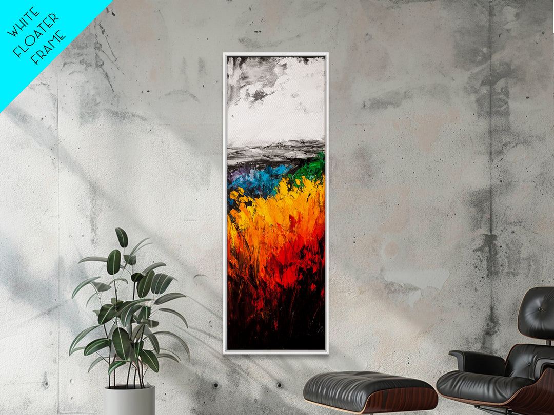 Vibrant Field Painting, Abstract Landscape Art, Bold Colorful Decor, Framed Canvas Print, Boho Wall Art, Living Room Statement Piece