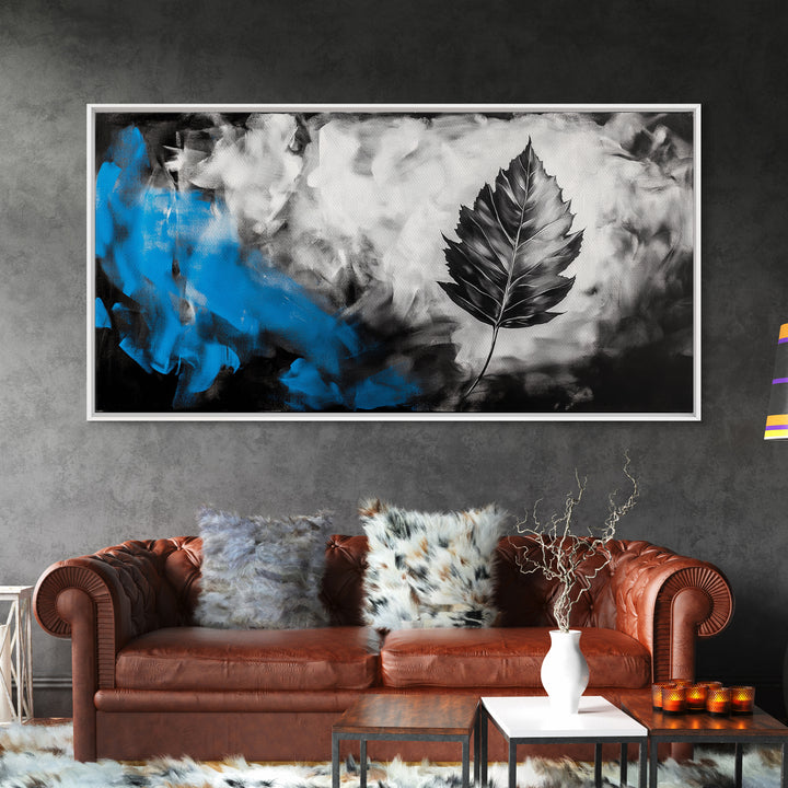 Black Leaf, Abstract Nature Art, Monochrome Wall Art, Canvas Print, Modern Minimalist Decor, Office Wall Art, Boho Art