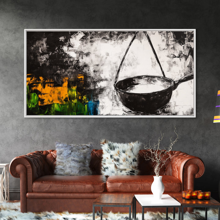 Abstract Kitchen Art, Black and White Canvas Print, Minimalist Artwork, Rustic Wall Decor, Unique Home Aesthetic, Framed Canvas Print