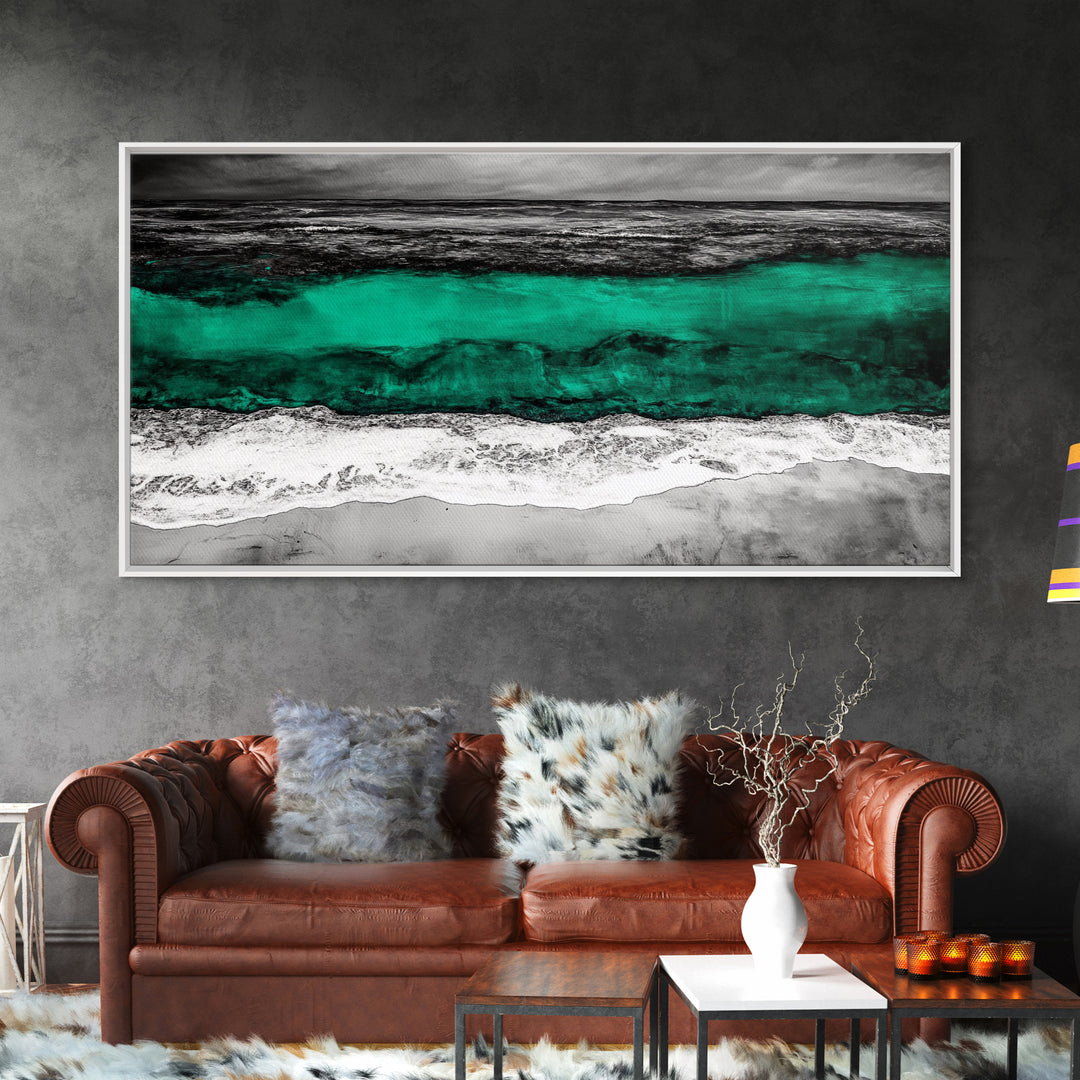 Abstract Ocean, Beach Wall Art, Coastal Decor, Seascape Painting, Modern Home Art, Nautical Decor, Framed Canvas Print, Large Wall Art