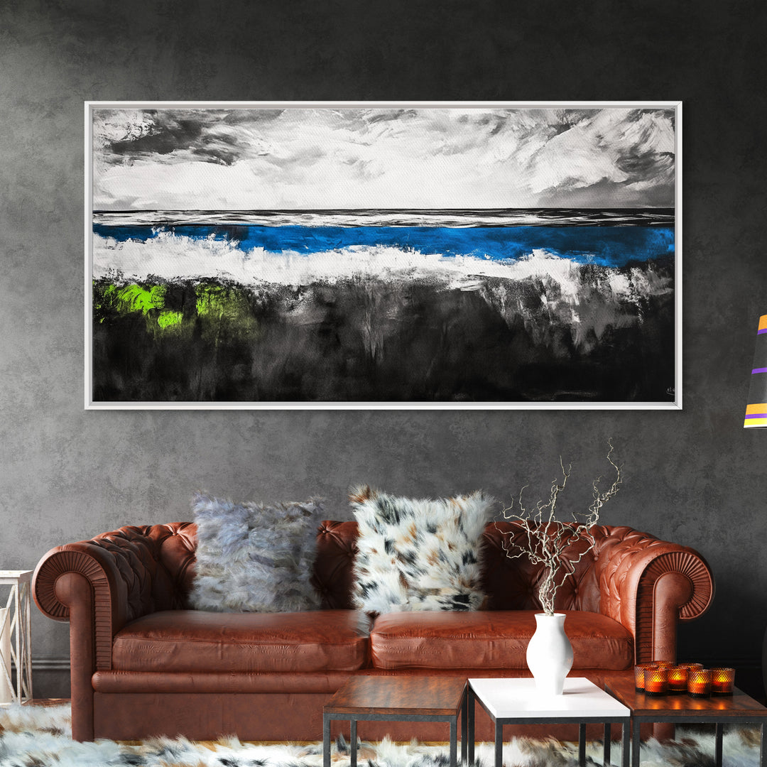 Abstract Ocean, Minimalist Seascape, Modern Coastal Wall Art, Ocean View, Nautical Home Decor, Framed Canvas Print, Beach House Art