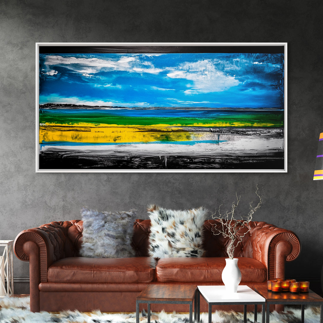 Bright Coastal, Blue and Green Ocean, Abstract Beach Art, Canvas Print, Modern Seaside Decor, Living Room Wall Art, Large Wall Art