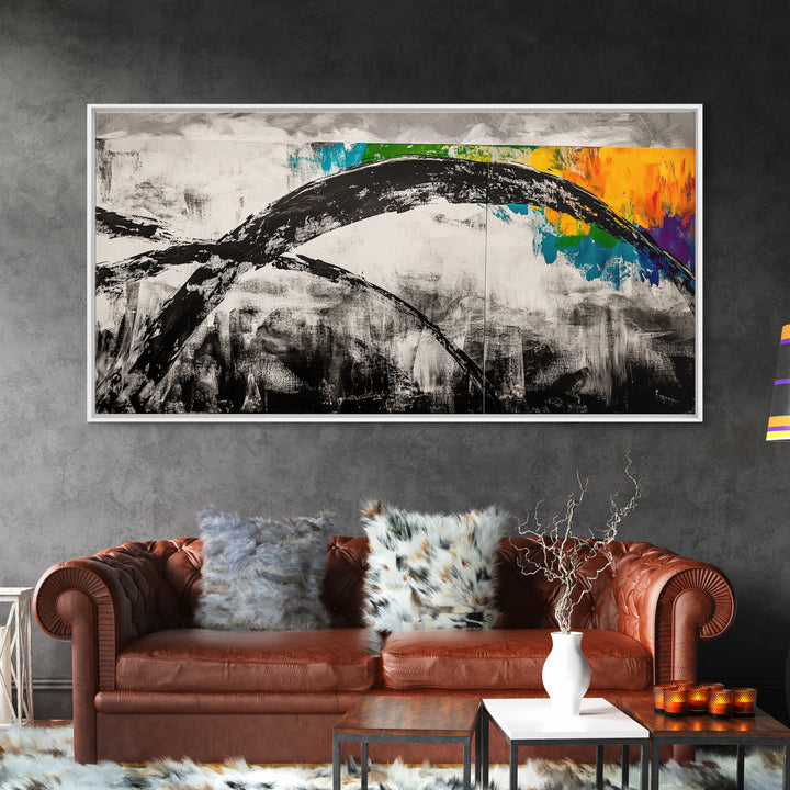 Abstract Arch, Black and White Art, Minimalist Style, Modern Abstract, Contemporary Painting, Neutral Tones, Office Wall, Canvas Print