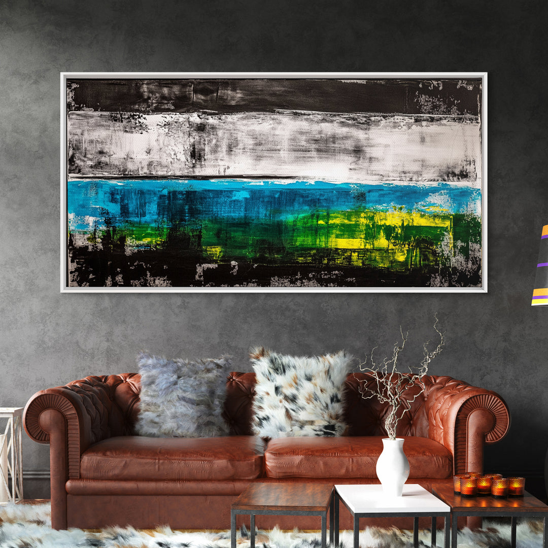 Abstract Ocean, Modern Art, Blue and Green, Coastal Canvas Print, Minimalist Waves, Contemporary Wall Art, Beach House Decor, Bold Art