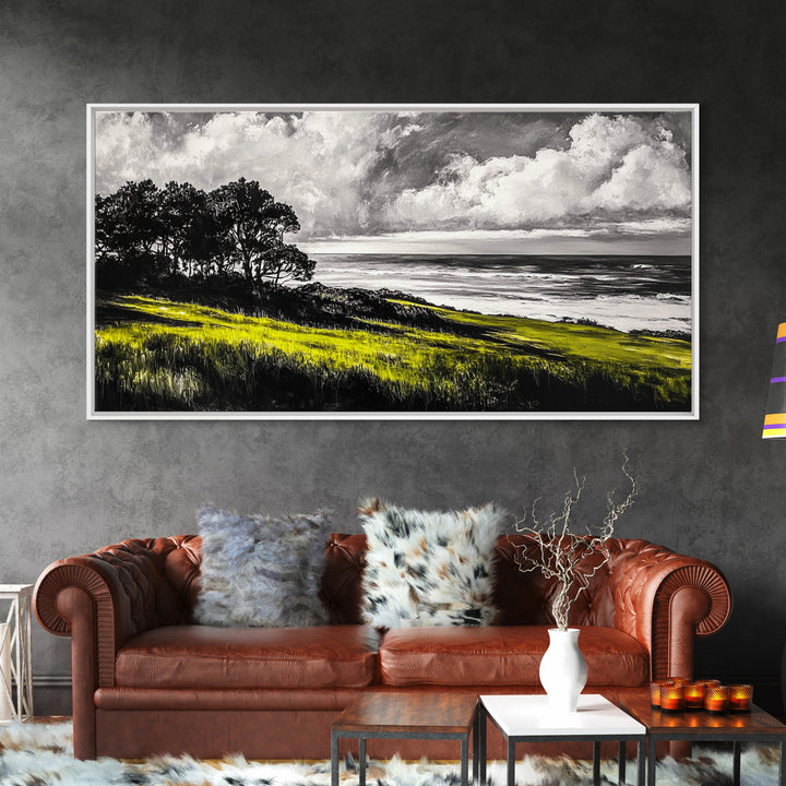 Coastal Landscape, Ocean View, Sunset Wall Art, Seaside Decor, Modern Seascape, Framed Canvas Print, Living Room Wall Art, Beach Painting