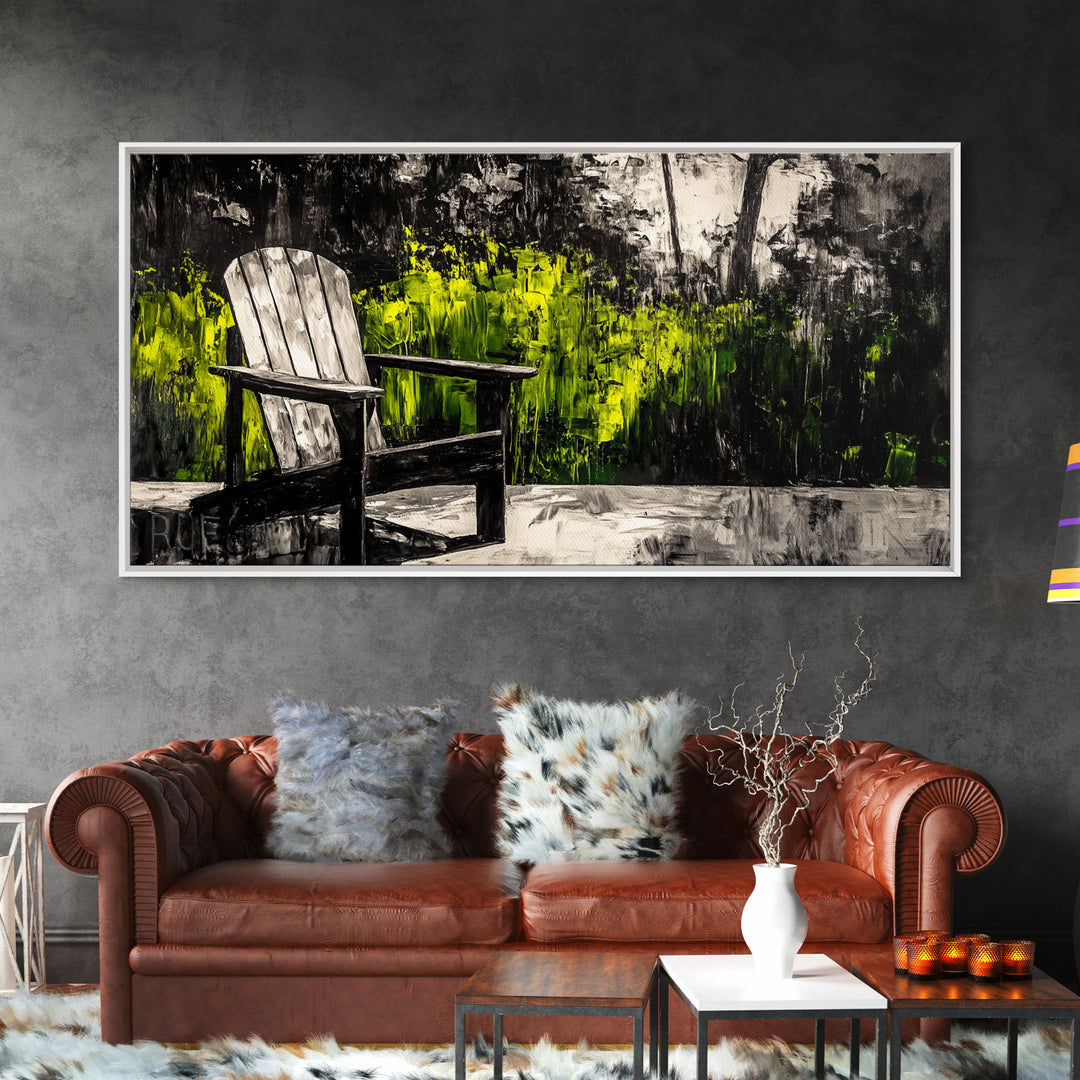 Adirondack Chair, Rustic Decor, Outdoor Art, Nature Print, Cabin Wall Art, Country Home Decor, Farmhouse Wall Art, Framed Canvas Print