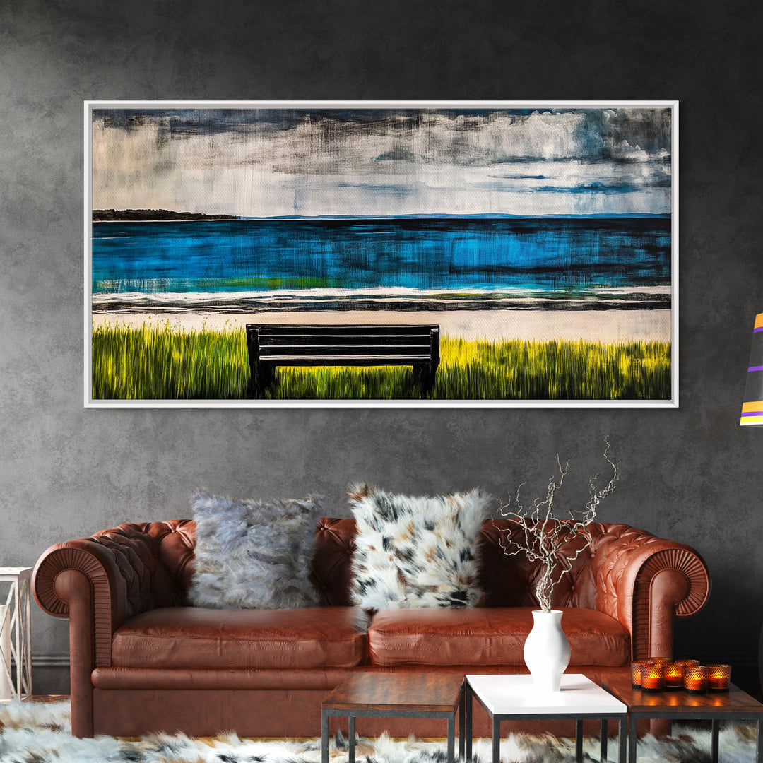 Beach View, Ocean Wall Art, Coastal Home Decor, Blue Canvas Print, Nature Artwork, Living Room Art, Nautical Art, Summer Wall Decor