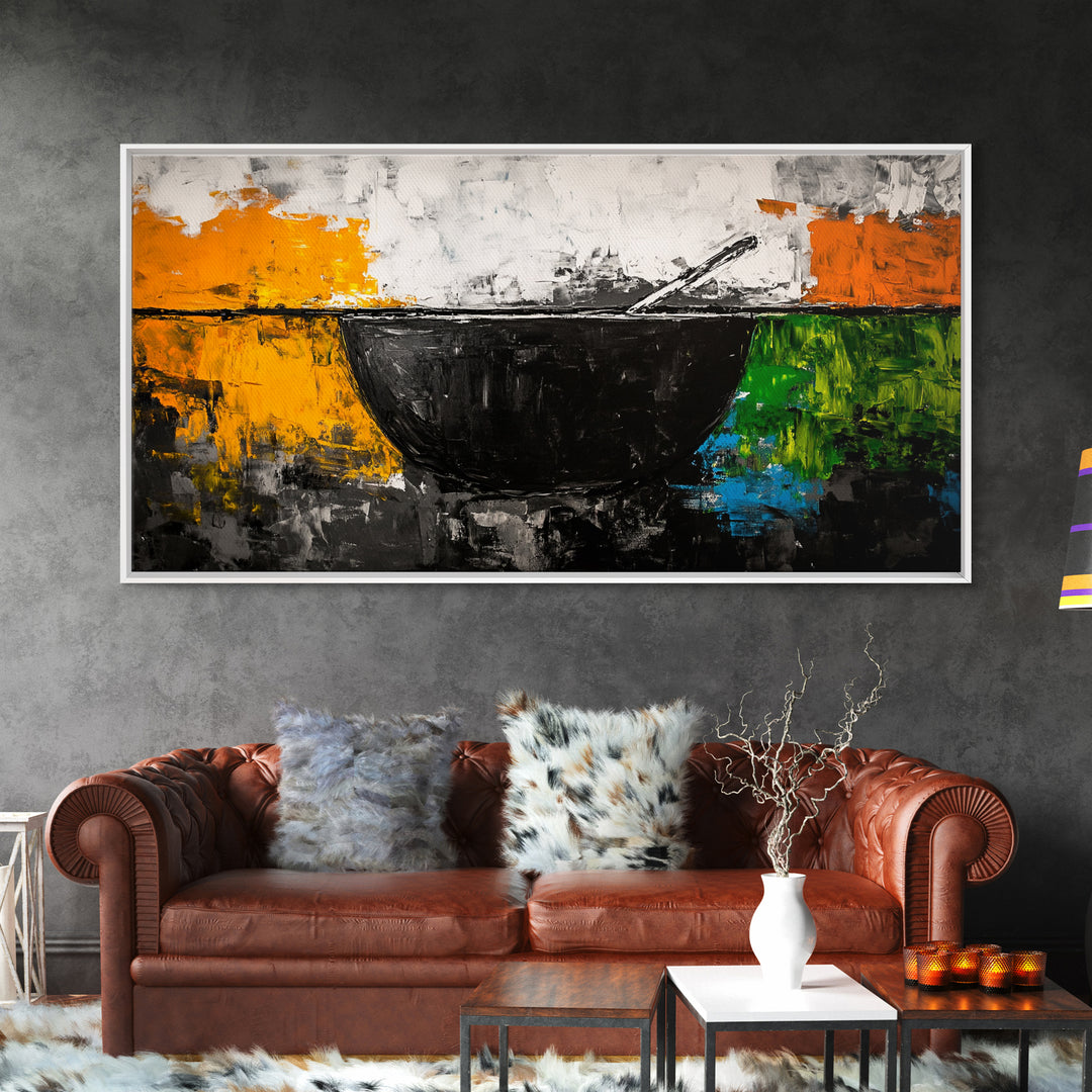 Abstract Bowl, Minimalist Kitchen Art, Modern Wall Decor, Framed Canvas Print, Contemporary Abstract Art, Dining Room Wall Art