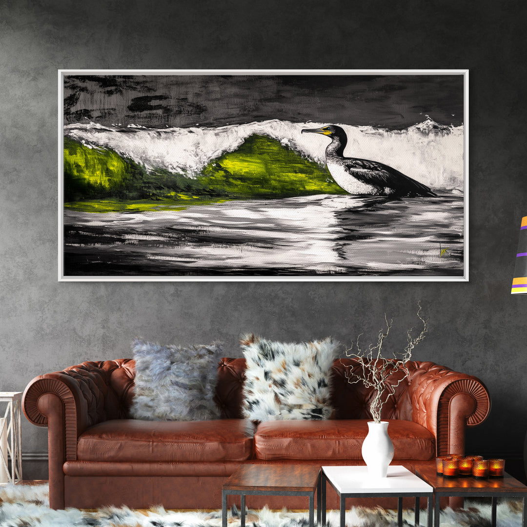 Ocean Bird, Coastal Wildlife, Beach Wall Art, Framed Canvas Print, Nautical Home Decor, Nature Inspired Art, Serene Landscape
