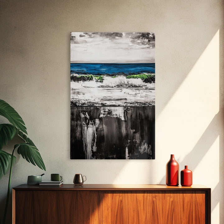 Abstract River, Black and White, Nature Art, Canvas Print, Serene Landscape, Minimalist Home Decor, Modern Wall Art