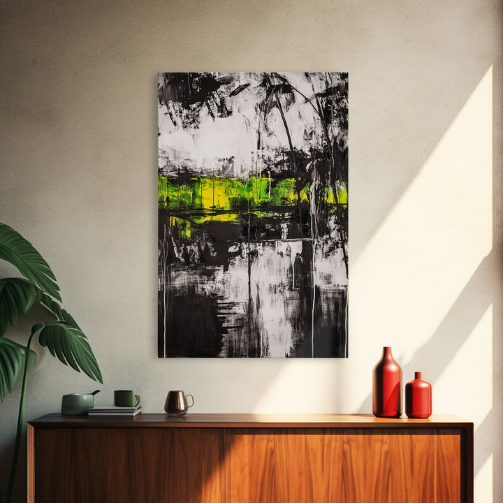 Abstract Forest, Black and White Art, Moody Nature Painting, Contemporary Wall Decor, Modern Office Art, Canvas Print