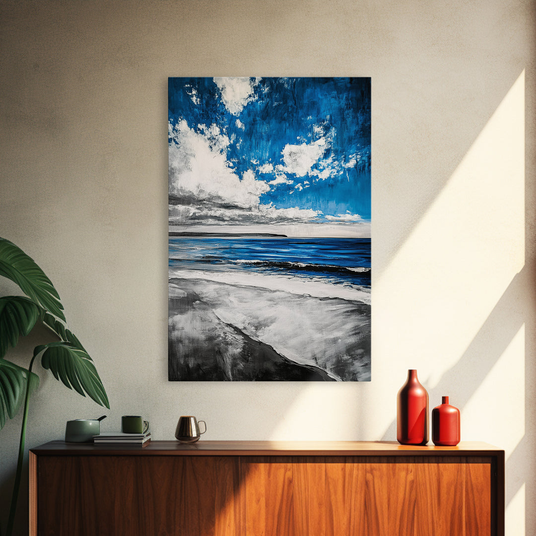 Blue Ocean, Tranquil Beach Scene, Coastal Home Decor, Seascape Wall Art, Nature Inspired, Modern Minimalist, Canvas Print