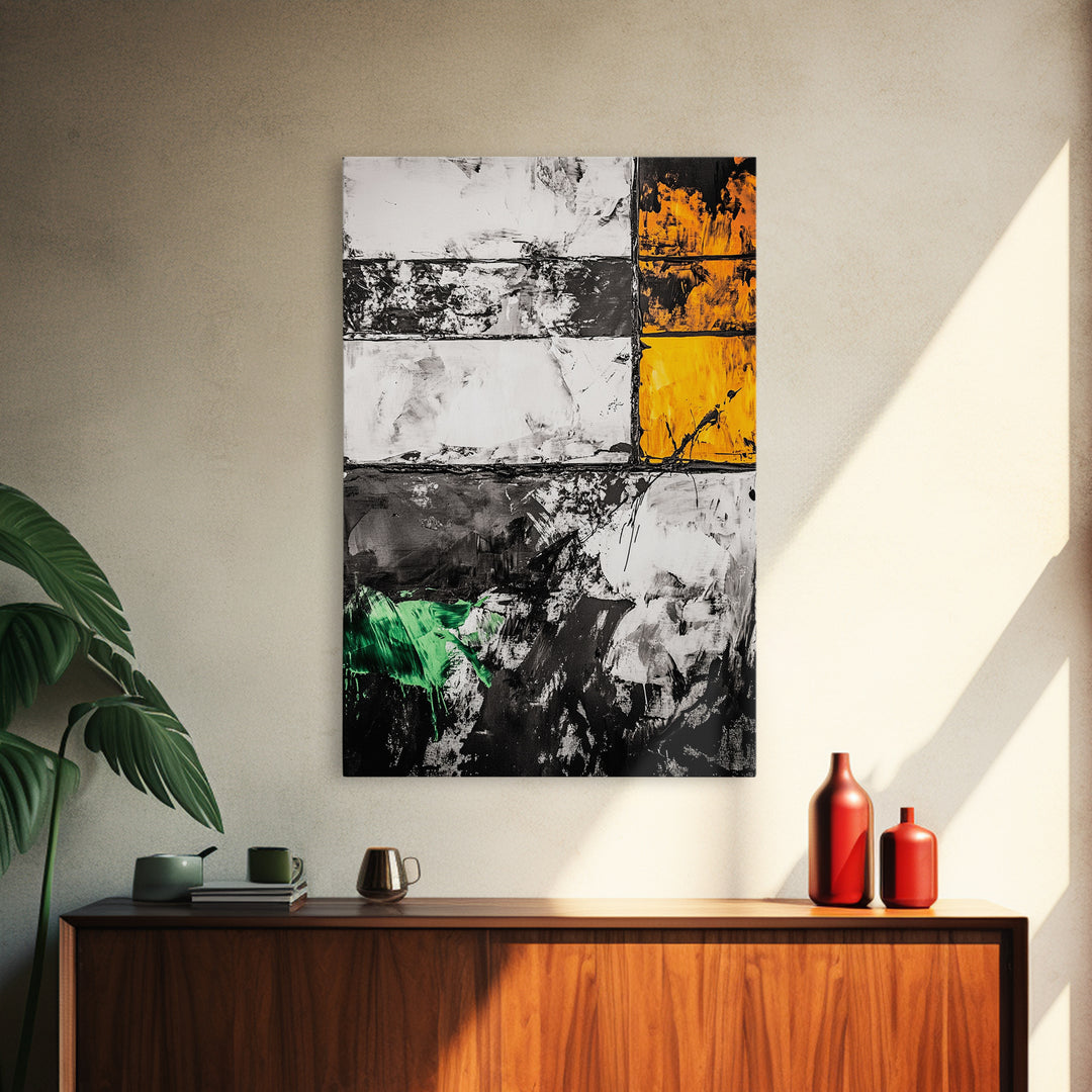 Vibrant Abstract Landscape, Blue Green Art, Framed Canvas Print, Modern Wall Decor, Nature Inspired Painting, Living Room Artwork