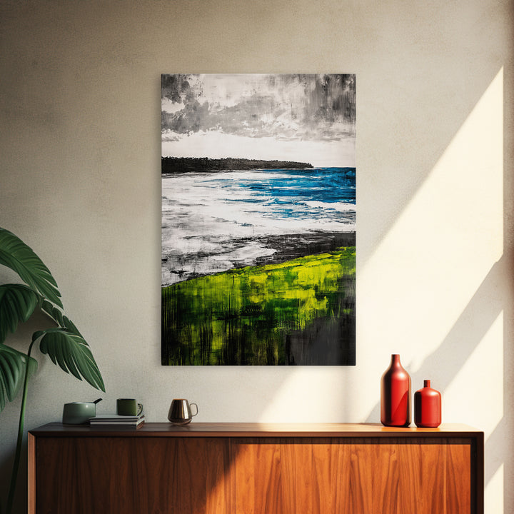 Coastal Serenity, Ocean View, Beach Horizon, Framed Canvas Print, Seascape Art, Modern Home Decor, Nautical Wall Art, Office Decor