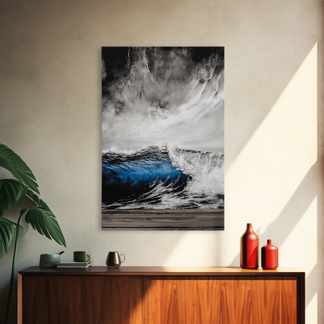 Ocean Wave, Stormy Sea, Dramatic Water, Coastal Art, Canvas Print, Nautical Wall Decor, Living Room Statement Piece, Moody Seascape