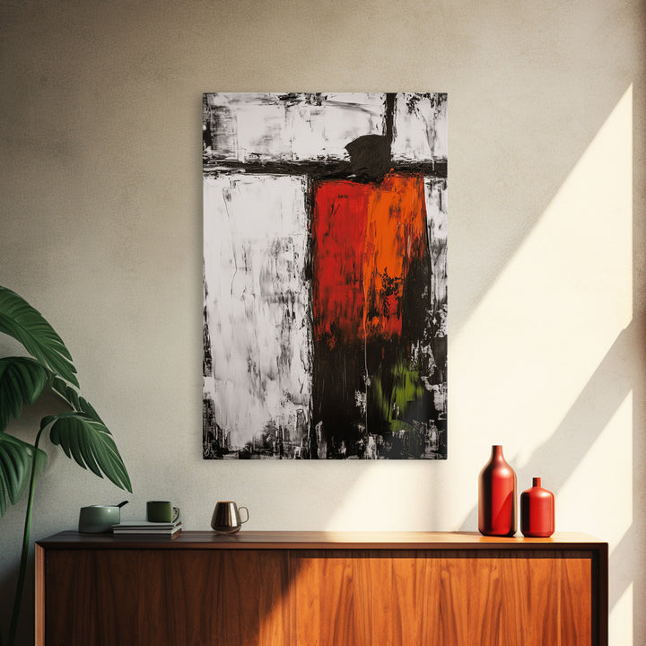 Bold Abstract, Red and Black Painting, Modern Canvas Print, Living Room Wall Art, Statement Art, Large Contemporary Artwork