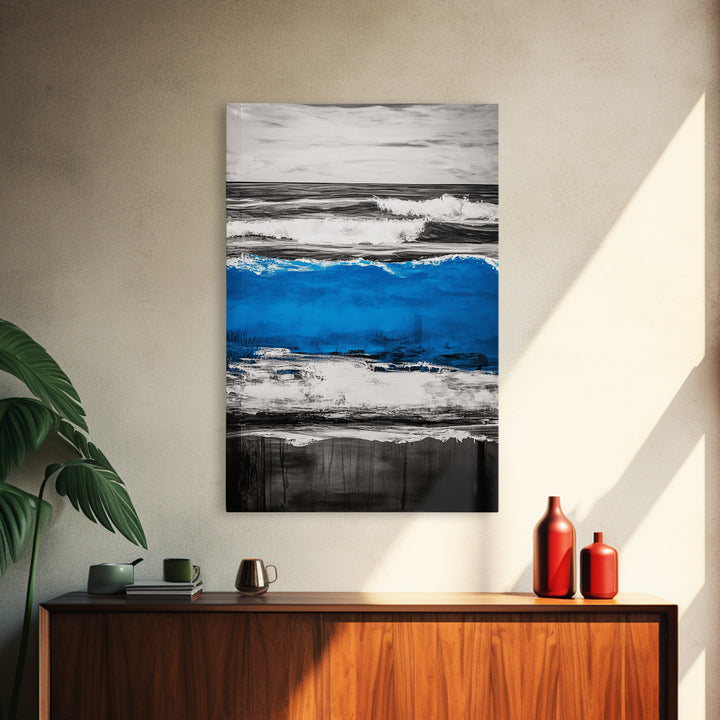 Rolling Waves, Beach Sunset, Blue Ocean, Canvas Print, Coastal Wall Art, Living Room Decor, Nautical Painting, Modern Seascape