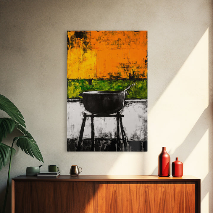 Abstract Kitchen Art, Modern Wall Decor, Rustic Cooking Print, Vibrant Boho Art, Large Wall Print, Dining Room Art, Framed Canvas Print