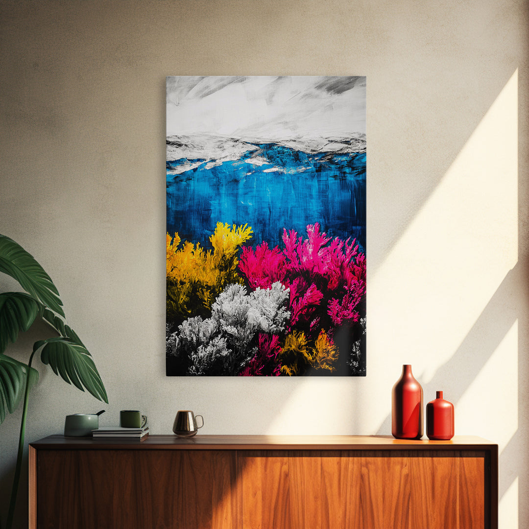 Coral Reef Print, Underwater Ocean Art, Coastal Wall Decor, Vibrant Marine Art, Nautical Wall Art, Beach House Decor, Framed Canvas Print