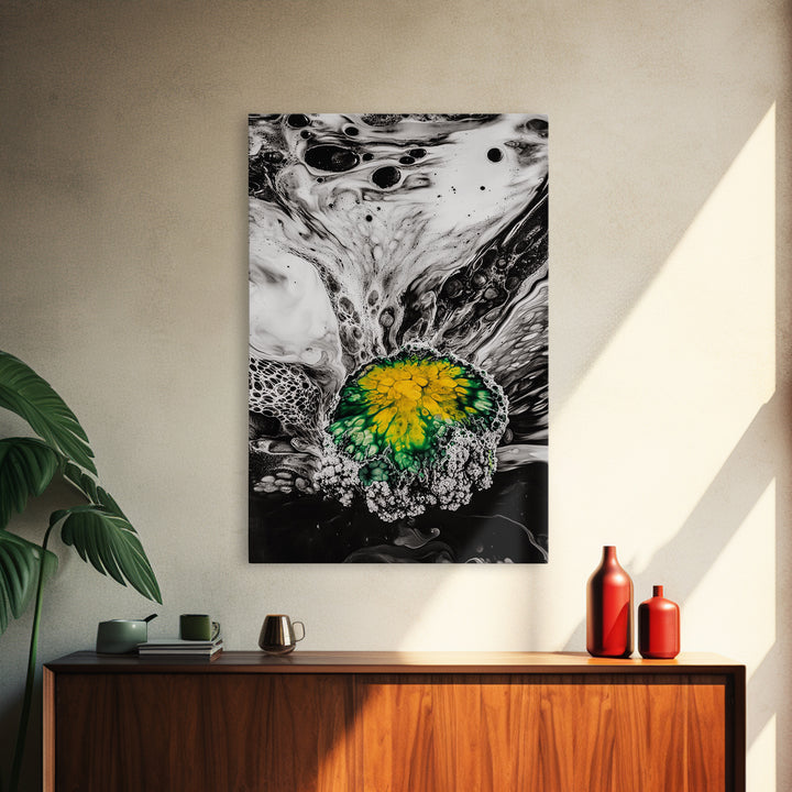 Abstract Fluid Art, Black and White Print, Modern Home Decor, Unique Swirl Art, Office Wall Art, Monochrome Aesthetic, Framed Canvas Print