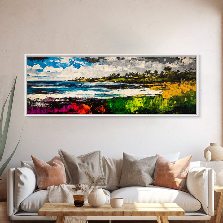 Abstract Landscape, Black White Green, Minimalist Art, Modern Wall Decor, Framed Canvas Print, Nature Inspired, Large Statement Art