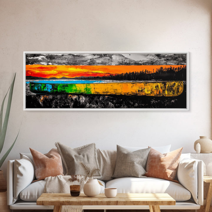Canoe Reflection, Lake Canvas Print, Nature Wall Art, Rustic Cabin Decor, Adventure Art, Sunset Scene, Living Room Wall Art