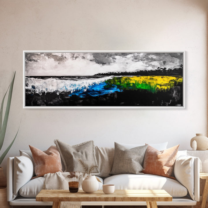 Abstract Beach, Coastal Canvas Print, Ocean Wall Art, Minimalist Seascape, Blue Art, Modern Decor, Living Room Art, Nautical Print