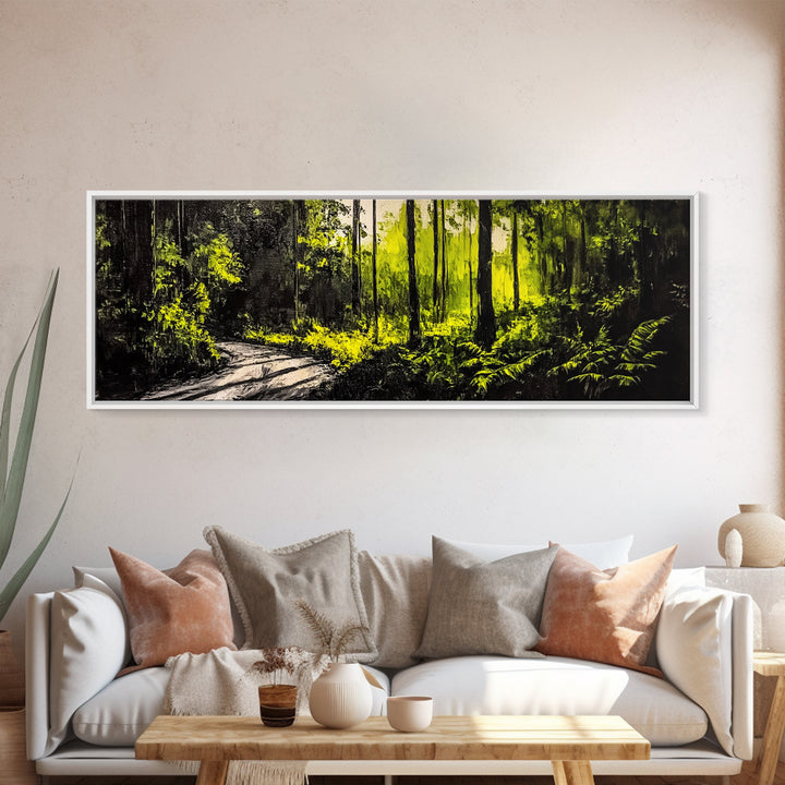 Dark Forest, Mystical Path, Framed Canvas Print, Nature Inspired Wall Art, Greenery Home Decor, Large Wall Art, Living Room Art