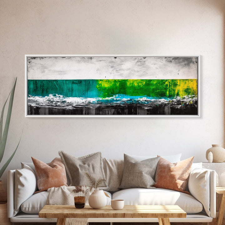 Abstract Water, Minimalist Ocean Art, Contemporary Coastal Decor, Serene Blue Green Painting, Canvas Print, Office Wall Art