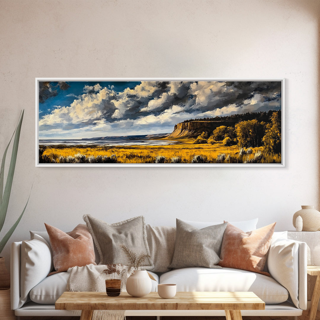 Dramatic Cliffs, Western Landscape, Bold Sky Art, Rustic Decor, Large Landscape Print, Wilderness Wall Art, Framed Canvas Print, Office Art