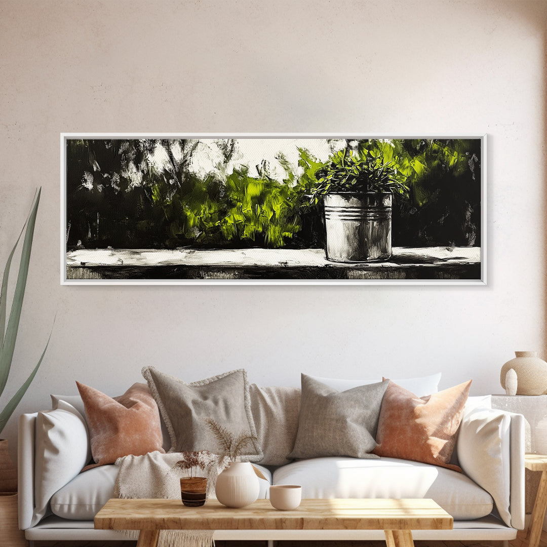 Potted Plant, Botanical Wall Art, Greenery Decor, Modern Minimalist Painting, Nature Inspired Home, Kitchen Wall Print, Canvas Print
