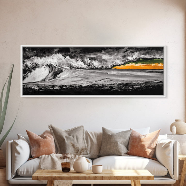 Dramatic, Ocean Wave, Black and White, Canvas Print, Coastal Wall Art, Modern Home Decor, Large Wall Art, Minimalist Art, Bedroom Wall Art