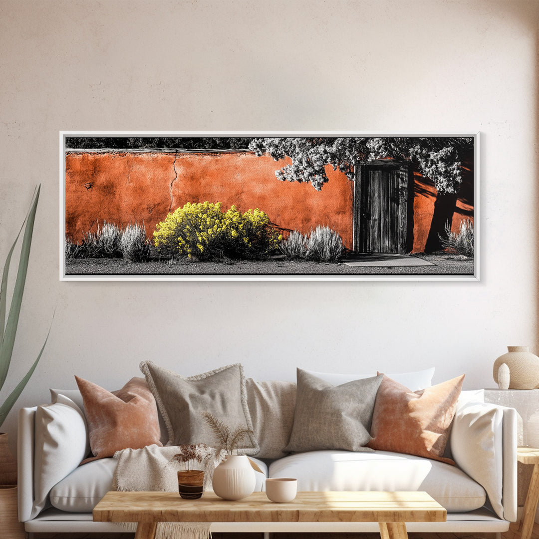 Rustic Adobe, Desert Home, Southwest Art, Framed Canvas Print, Earth Tone Wall Art, Boho Aesthetic, Living Room Decor, Warm Neutral Tones