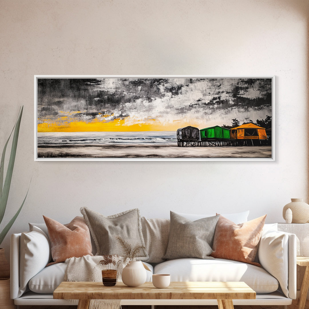 Coastal Retreat, Beach House Decor, Ocean Art, Canvas Print, Tropical Sunset Painting, Seaside Landscape, Serene Beach Art, Nautical Wall Art