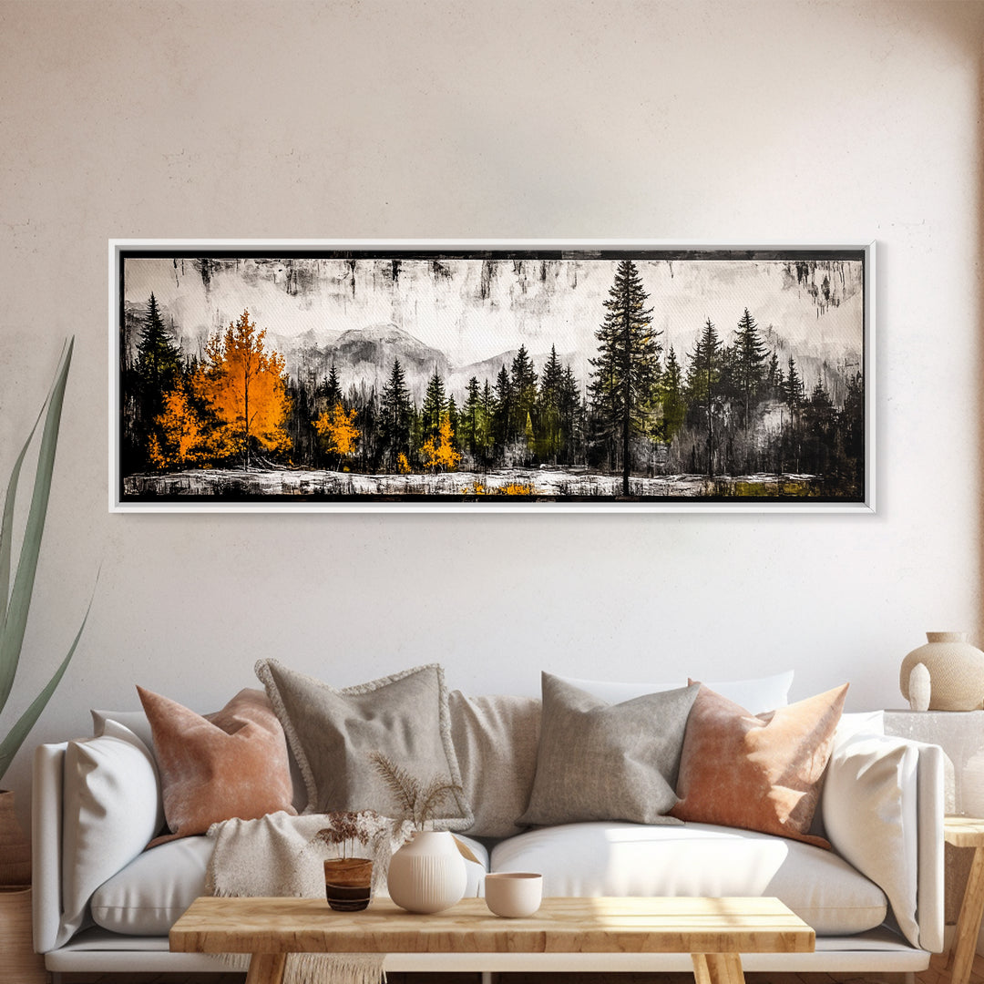 Autumn Forest, Mountain Landscape, Framed Canvas Print, Fall Wall Art, Nature Decor, Rustic Home Art, Modern Cabin Print, Office Art